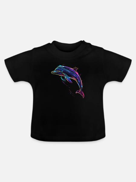Delfin - Baby Bio-T-Shirt mit Rundhals - Schwarz