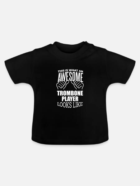 Posaune, Posaune, Posaune - Baby Bio-T-Shirt mit Rundhals - Schwarz