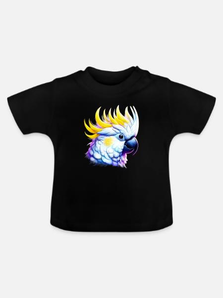 Papagei Kakadu - Baby Bio-T-Shirt mit Rundhals - Schwarz