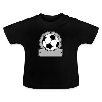 Fußball Namensschild mit Sterne - Baby Bio-T-Shirt mit Rundhals - Schwarz - Vorne