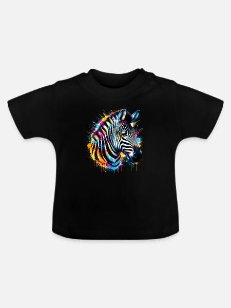 Zebra - Baby Bio-T-Shirt mit Rundhals - Schwarz