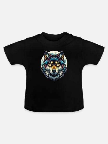 Wolf - Baby Bio-T-Shirt mit Rundhals - Schwarz