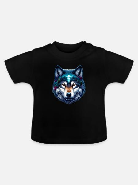 Wolf - Baby Bio-T-Shirt mit Rundhals - Schwarz