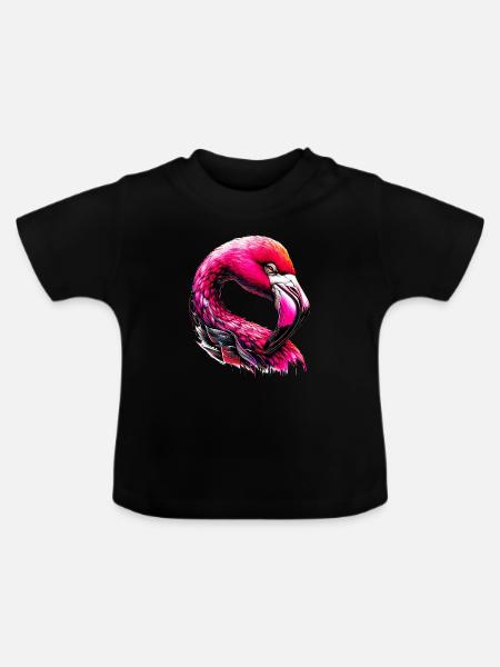 Flamingo - Baby Bio-T-Shirt mit Rundhals - Schwarz