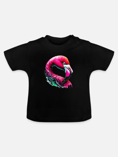 Flamingo - Baby Bio-T-Shirt mit Rundhals - Schwarz