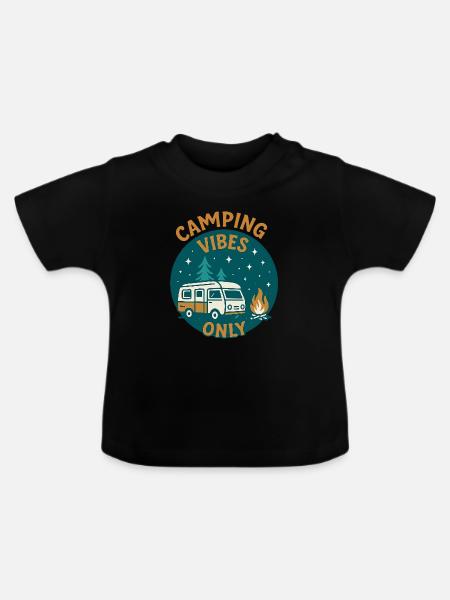 Camping Vibes Only - Freizeit Design - Baby Bio-T-Shirt mit Rundhals - Schwarz