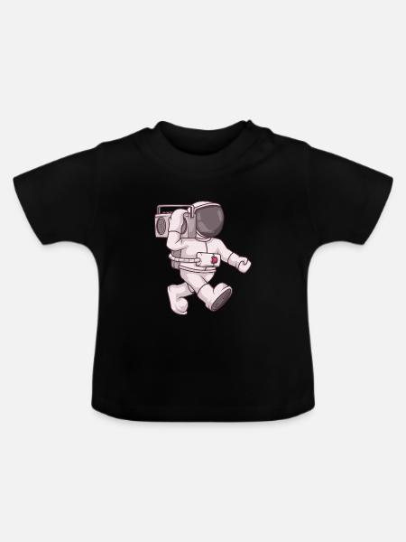 Astronauten-Ghettoblaster - Baby Bio-T-Shirt mit Rundhals - Schwarz