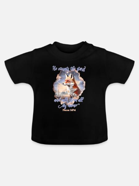 Fuchs Bibelvers Christlich - Baby Bio-T-Shirt mit Rundhals - Schwarz