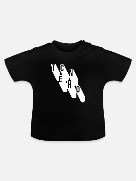 Techno-Musik geometrisches Logodesign - Baby Bio-T-Shirt mit Rundhals - Schwarz