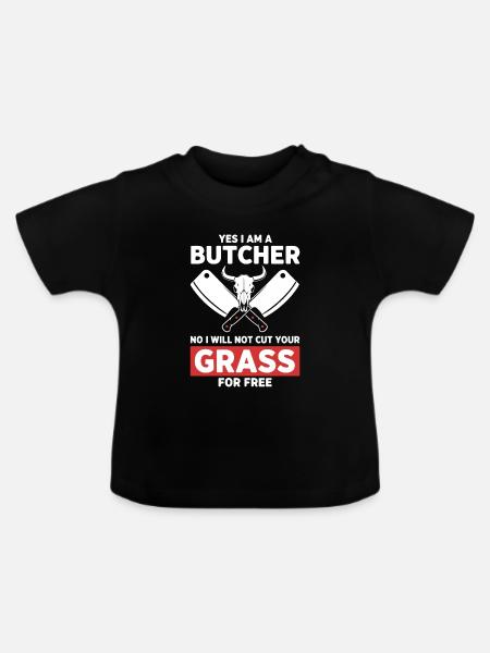 Humor-Schlächter schneidet kein Gras - Baby Bio-T-Shirt mit Rundhals - Schwarz