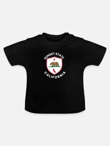 Sunset State California Abzeichen - Baby Bio-T-Shirt mit Rundhals - Schwarz