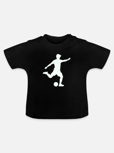 Kicker-Silhouette im Sprung - Baby Bio-T-Shirt mit Rundhals - Schwarz