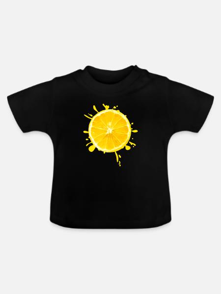 Zitrus-Splash Gelb - Baby Bio-T-Shirt mit Rundhals - Schwarz