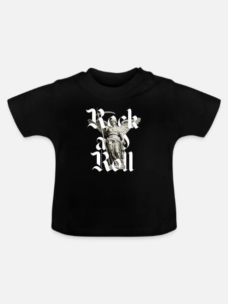 Engel des Rock'n'Roll - Baby Bio-T-Shirt mit Rundhals - Schwarz