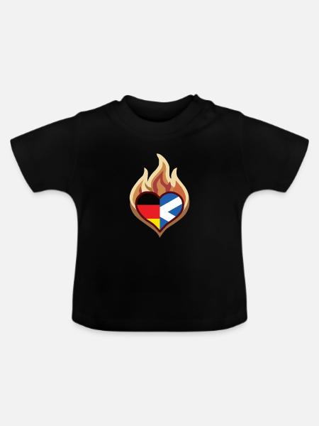 Flammenherz Deutsch-Schottische Leidenschaft - Baby Bio-T-Shirt mit Rundhals - Schwarz