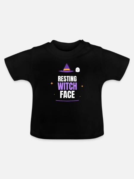 Grafisches T-Shirt mit Ruhehexengesicht - Baby Bio-T-Shirt mit Rundhals - Schwarz