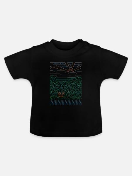 Fuchs & Wald (Landschaft) - Baby Bio-T-Shirt mit Rundhals - Schwarz