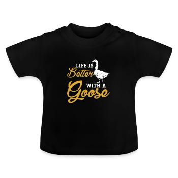 Oie - T-shirt bio col rond Bébé - noir - Devant