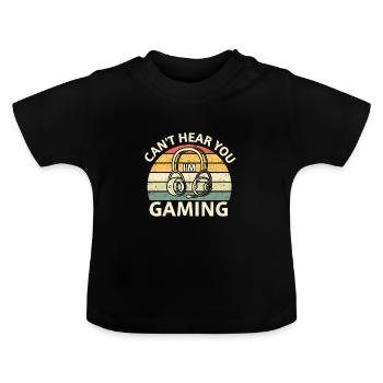 Je ne t'entends pas, je joue - T-shirt bio col rond Bébé - noir - Devant