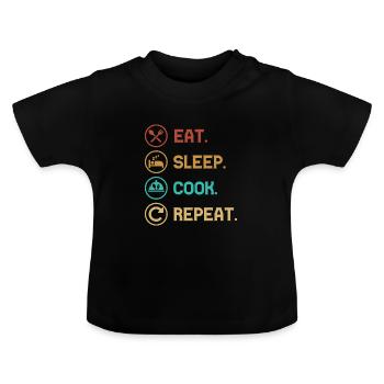 EAT SLEEP COOK REPEAT - Lifestyle/Thème/Motto - T-shirt bio col rond Bébé - noir - Devant