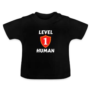 Level 1 Mensch - Baby Bio-T-Shirt mit Rundhals - Schwarz - Vorne