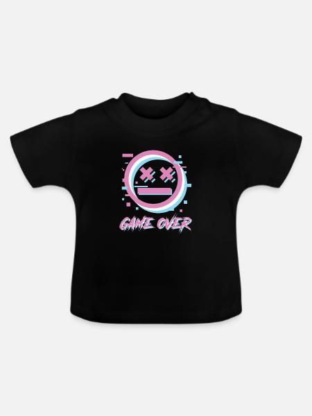 Game Over Retro Schriftzug - Baby Bio-T-Shirt mit Rundhals - Schwarz