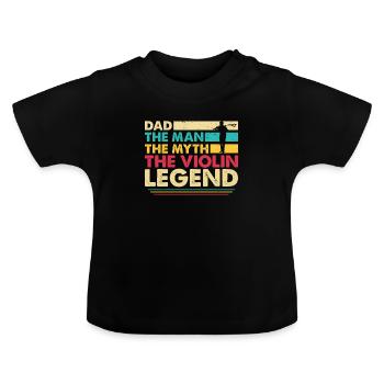 Violine Vater Violinenspieler Streicher Papa - Baby Bio-T-Shirt mit Rundhals - Schwarz - Vorne