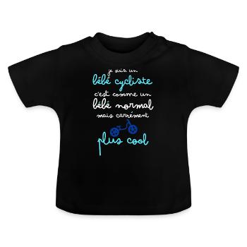Bébé Cool A Vélo Cadeau Naissance - T-shirt bio col rond Bébé - noir - Devant