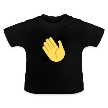 Agitant la main | Emoji | idée cadeau - T-shirt bio col rond Bébé - noir - Devant