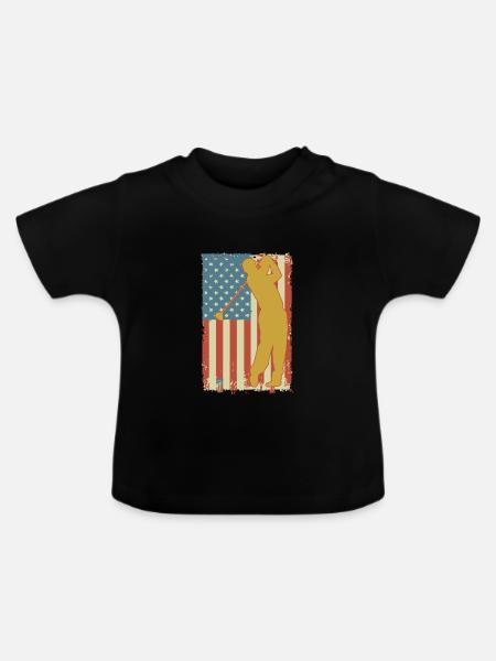 Golfing American Flag - Baby Bio-T-Shirt mit Rundhals - Schwarz