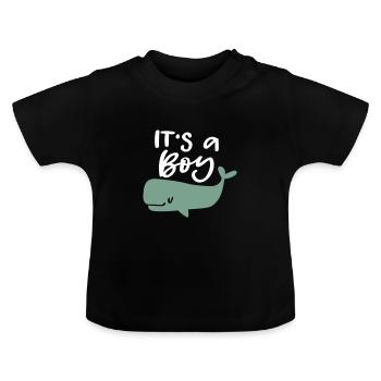 Baby Its a Boy Es ist ein Junge Birthday - Baby Bio-T-Shirt mit Rundhals - Schwarz - Vorne