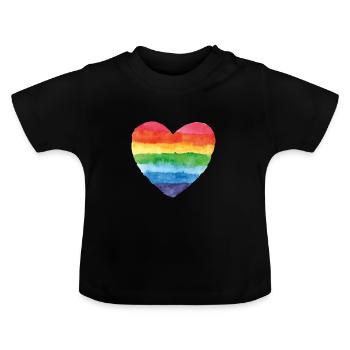 pride coloré arc-en-ciel csd gay amour coeur mariage love - T-shirt bio col rond Bébé - noir - Devant