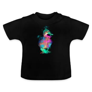Canard canard oiseau coloré - T-shirt bio col rond Bébé - noir - Devant