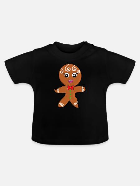 Lebkuchenmann , Gingerbread man - Baby Bio-T-Shirt mit Rundhals - Schwarz