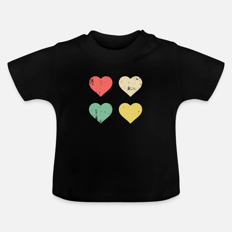 Hearts Pattern Saint-Valentin Mignon Love V-Day - T-shirt bio col rond Bébé - noir