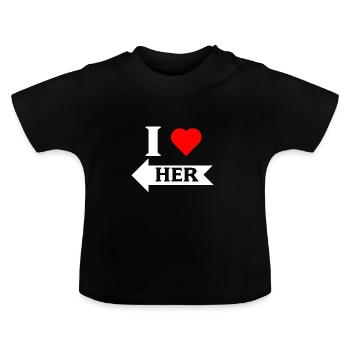 I love Her Pfeil links weiß - Baby Bio-T-Shirt mit Rundhals - Schwarz - Vorne