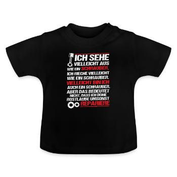 Screwdriver moth rustling, for hobbyists, funny - Baby Organic T-Shirt with Round Neck - black - Front