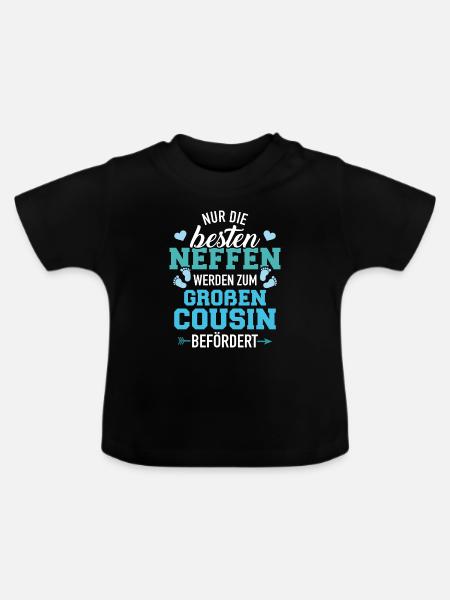 Großer Cousin - Baby Bio-T-Shirt mit Rundhals - Schwarz