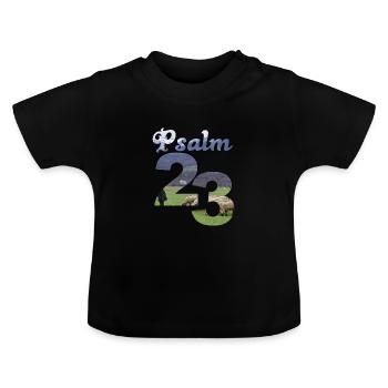 Psalm 23 Der Herr ist mein Hirte - Baby Bio-T-Shirt mit Rundhals - Schwarz - Vorne