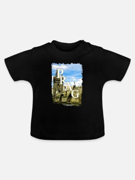 Prag - Baby Bio-T-Shirt mit Rundhals - Schwarz
