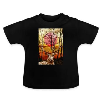 Hirsch - Baby Bio-T-Shirt mit Rundhals - Schwarz - Vorne