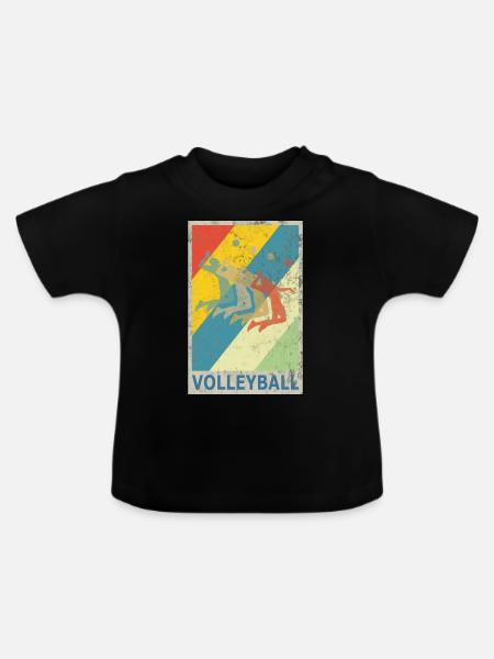 Joueur de volleyball de plage de style vintage rétro - T-shirt bio col rond Bébé - noir