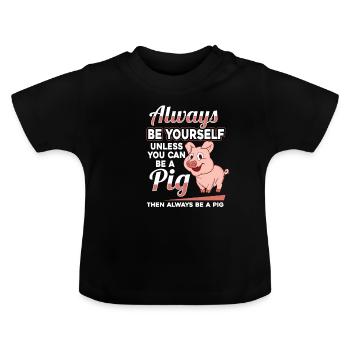 pig - Baby Organic T-Shirt with Round Neck - black - Front