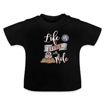 mole - Baby Organic T-Shirt with Round Neck - black - Front