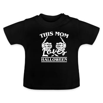 Mama liebt Halloween T-shirt Mom - Baby Bio-T-Shirt mit Rundhals - Schwarz - Vorne