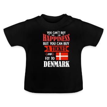 Denmark flight ticket T-shirt home - Baby Organic T-Shirt with Round Neck - black - Front