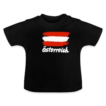 österreich fahne - Baby Bio-T-Shirt mit Rundhals - Schwarz - Vorne