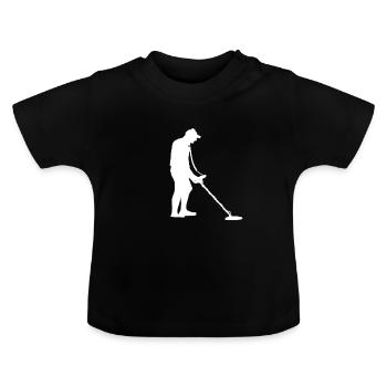 Sondeur à sonde avec sucettes silhouette de détecteur de métaux - T-shirt bio col rond Bébé - noir - Devant