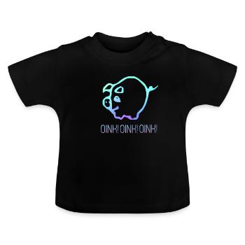 Oink! Oink! Oink! - Baby Bio-T-Shirt mit Rundhals - Schwarz - Vorne