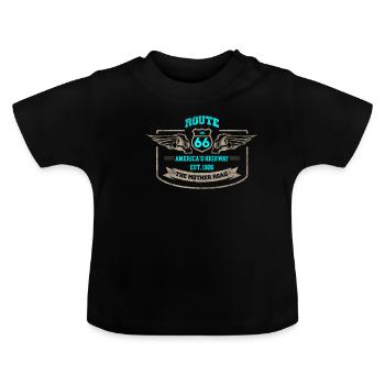 Route 66 America's Highway - Baby Organic T-Shirt with Round Neck - black - Front